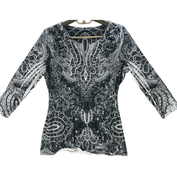 Style co Top Womens Size M Gray Beaded Fairy Grunge Boho Hippie Y2K PILLING - Picture 2 of 8